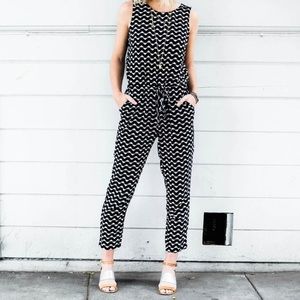 Black and white geometric jumpsuit